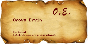 Orova Ervin névjegykártya